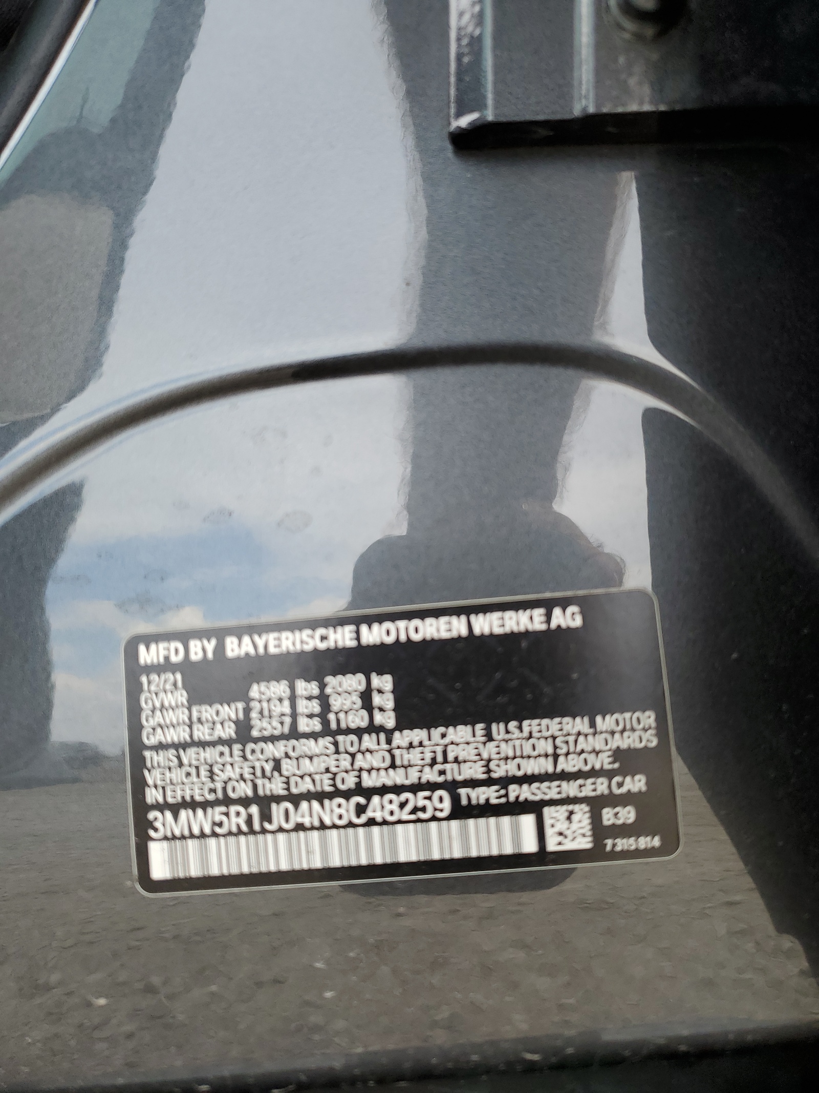 3MW5R1J04N8C48259 2022 BMW 330I