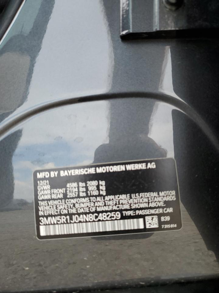 2022 BMW 330I VIN: 3MW5R1J04N8C48259 Lot: 63289924