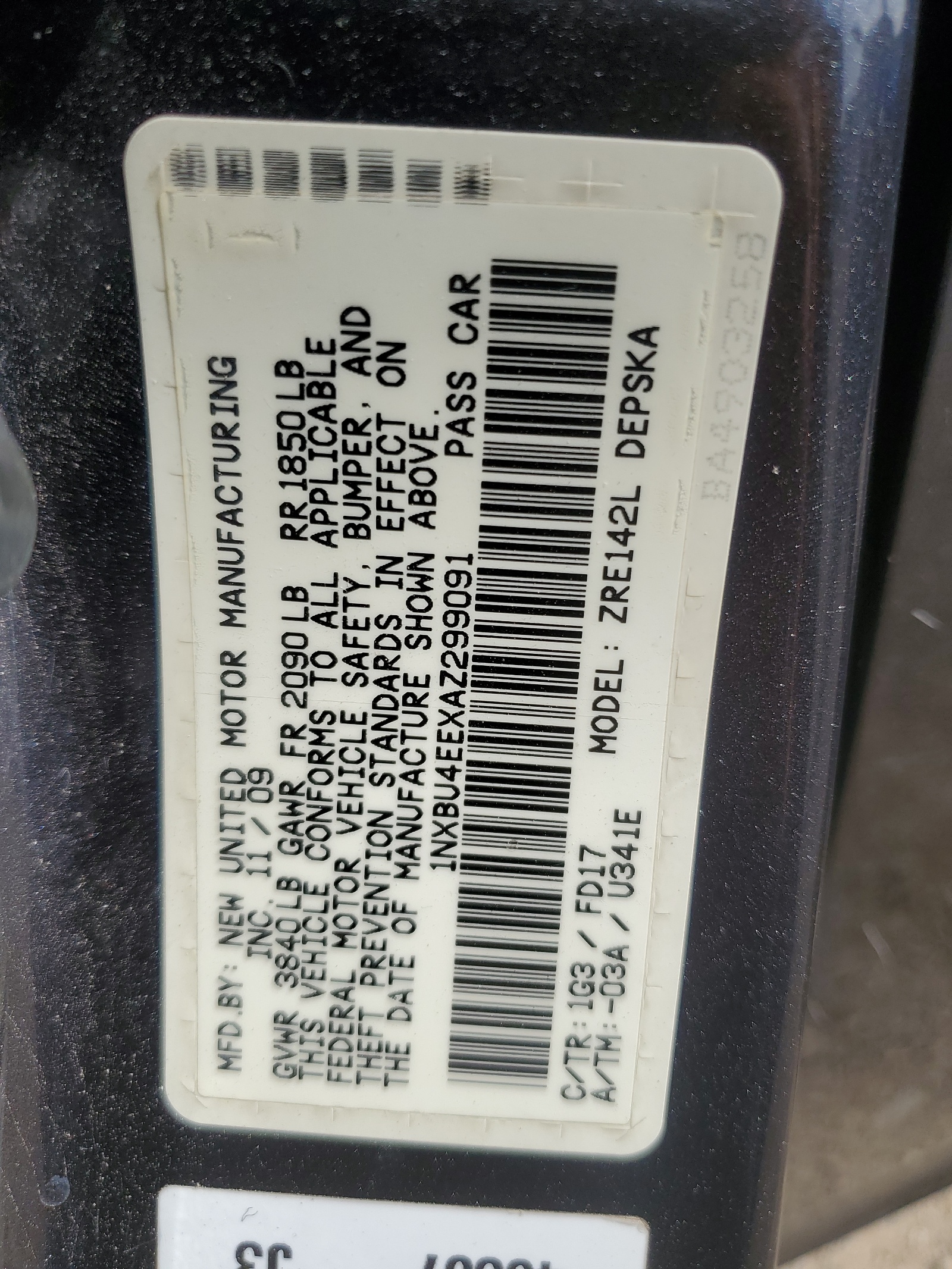 1NXBU4EEXAZ299091 2010 Toyota Corolla Base