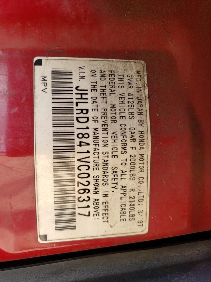 1997 Honda Cr-V Lx VIN: JHLRD1841VC026317 Lot: 62699324