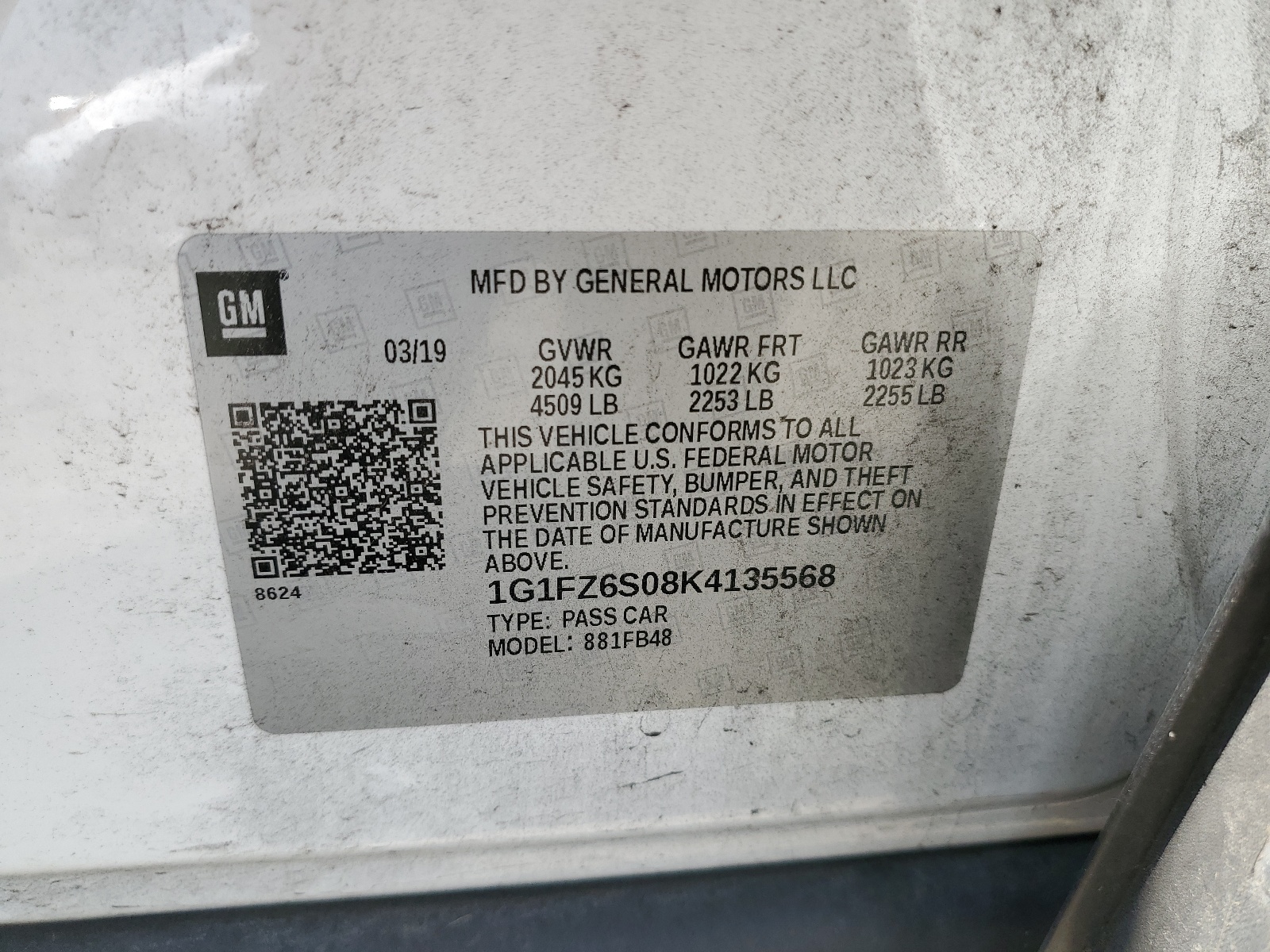 1G1FZ6S08K4135568 2019 Chevrolet Bolt Ev Premier