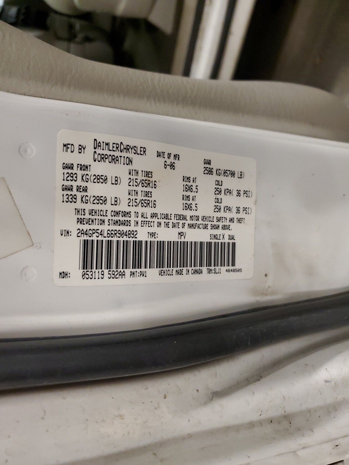 2A4GP54L66R904892 2006 Chrysler Town & Country Touring