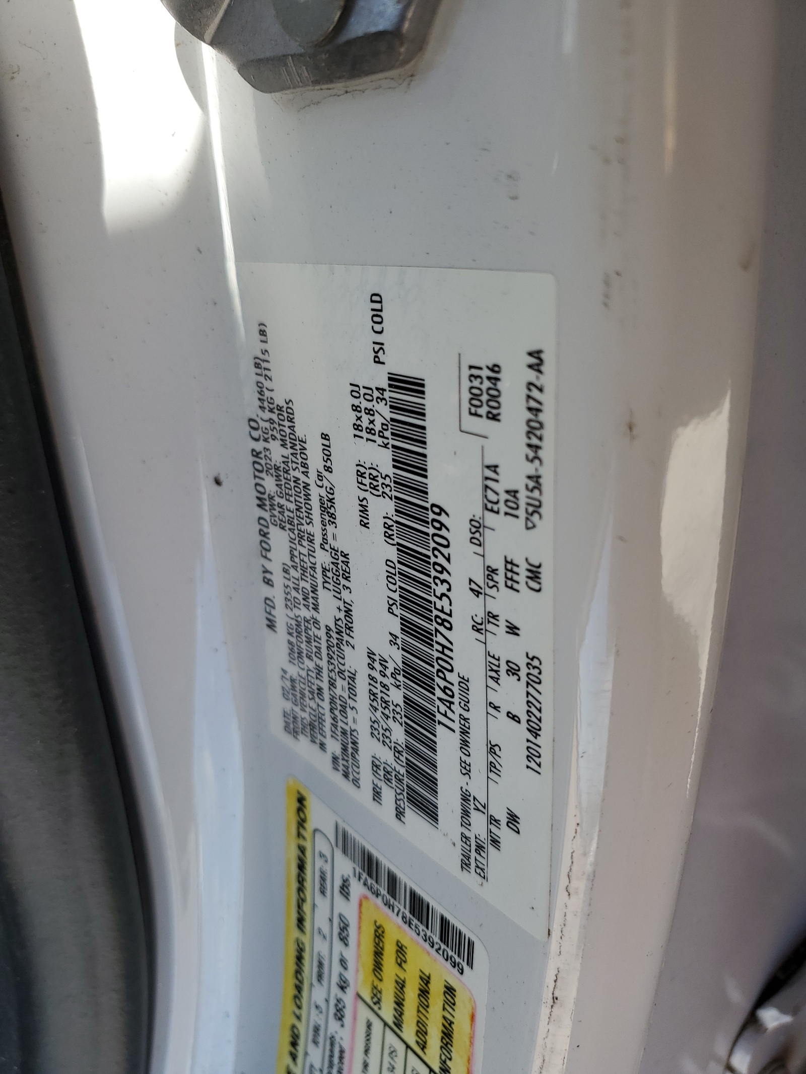 1FA6P0H78E5392099 2014 Ford Fusion Se