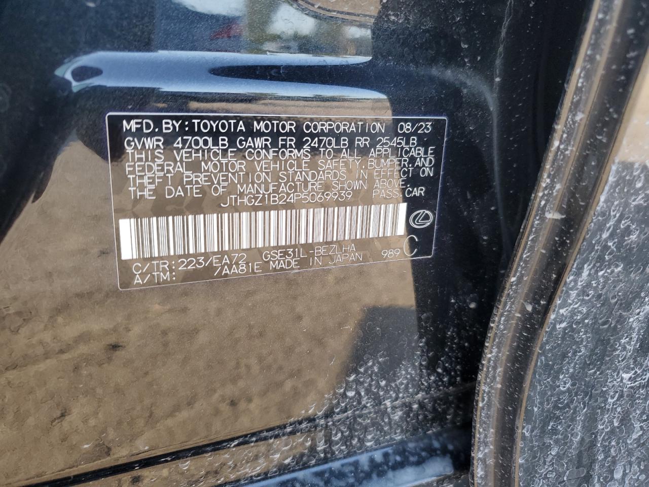 2023 Lexus Is 350 F Sport Design VIN: JTHGZ1B24P5069939 Lot: 61445574