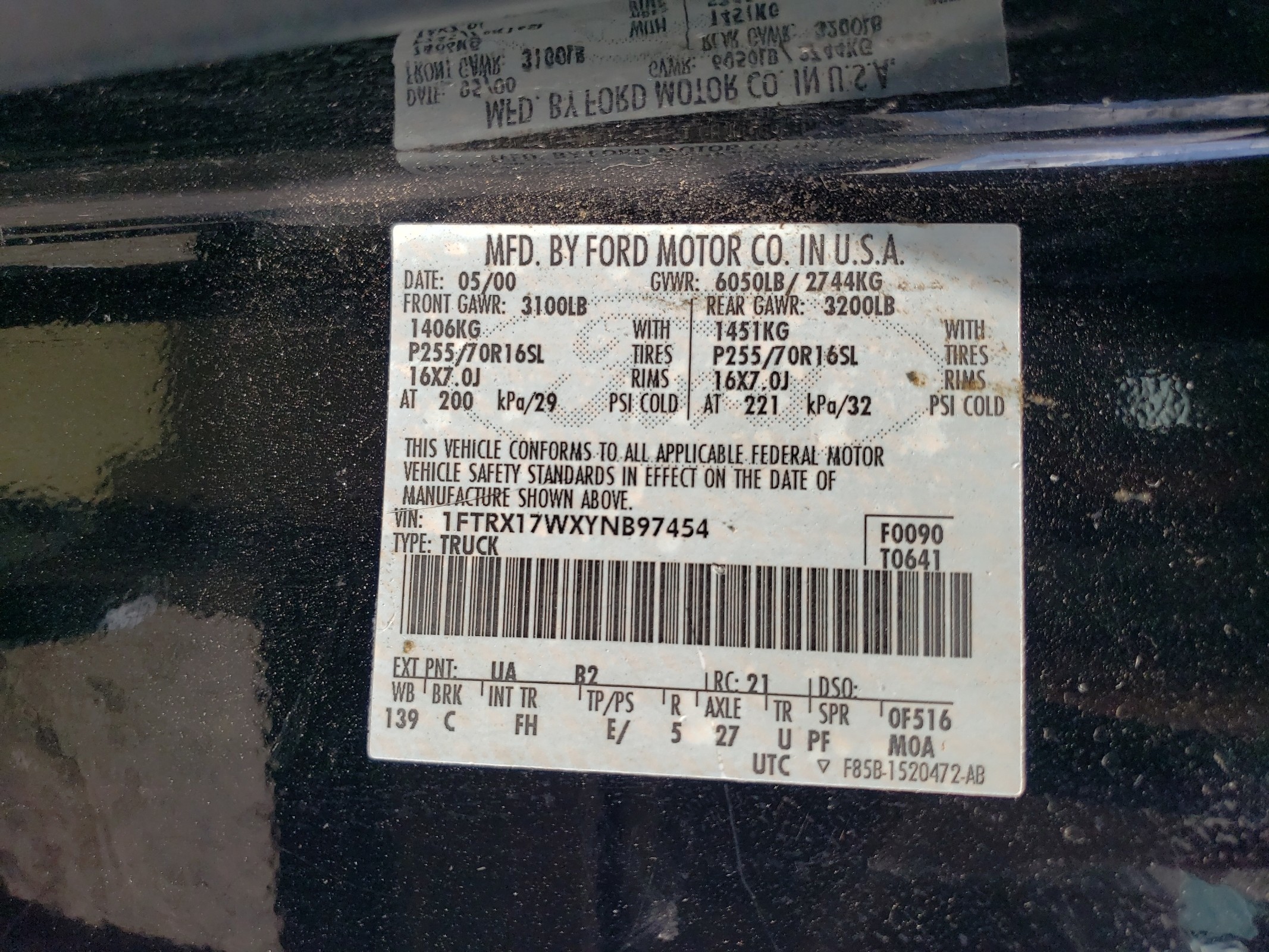 1FTRX17WXYNB97454 2000 Ford F150