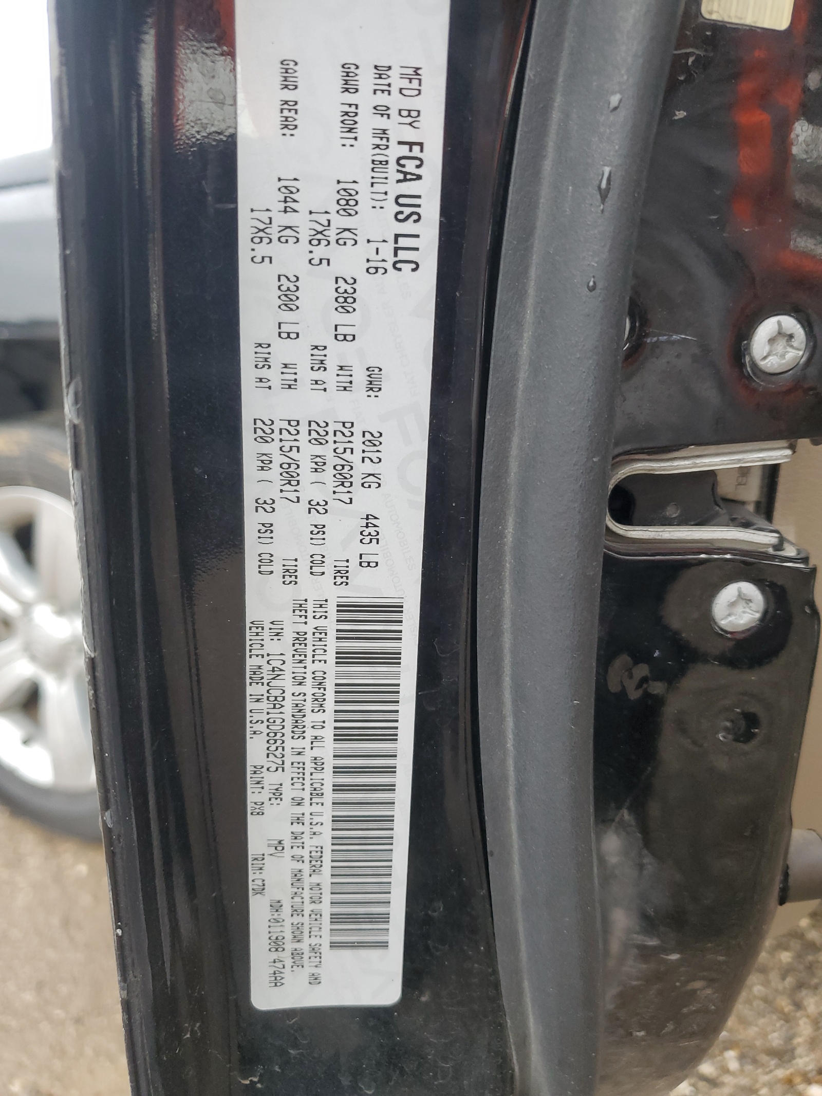 1C4NJCBA1GD665275 2016 Jeep Compass Sport