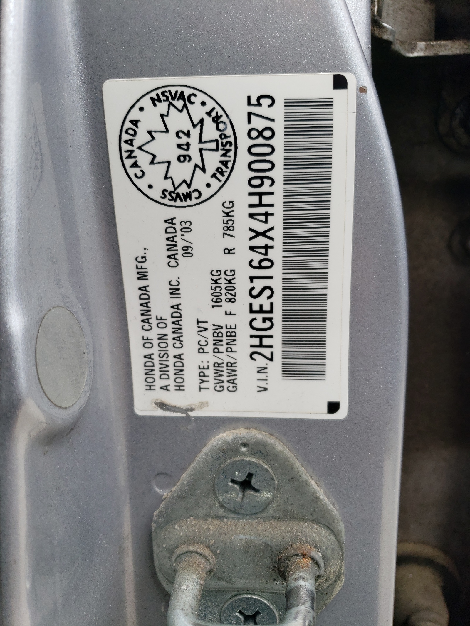 2HGES164X4H900875 2004 Honda Civic Dx