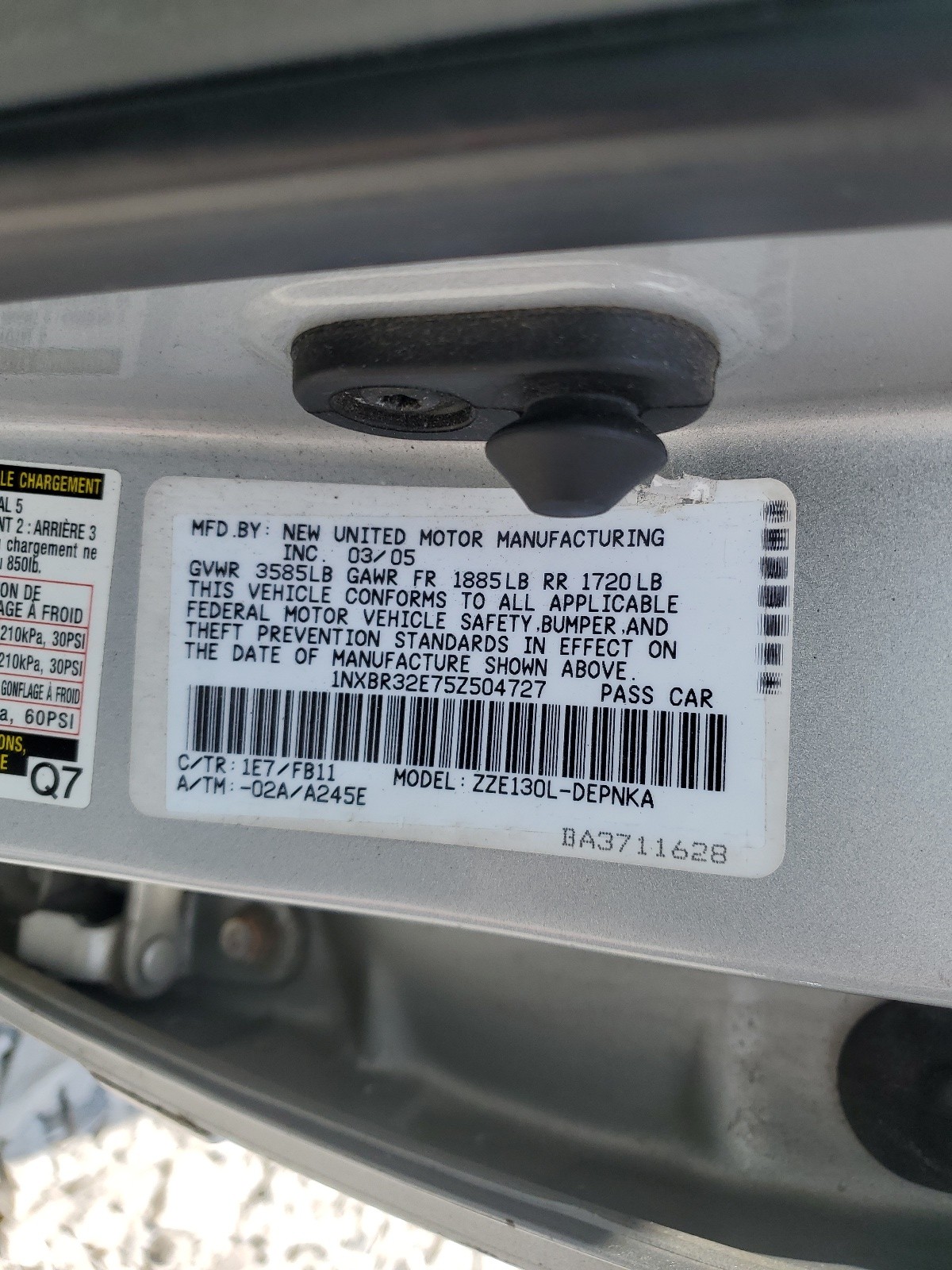 1NXBR32E75Z504727 2005 Toyota Corolla Ce