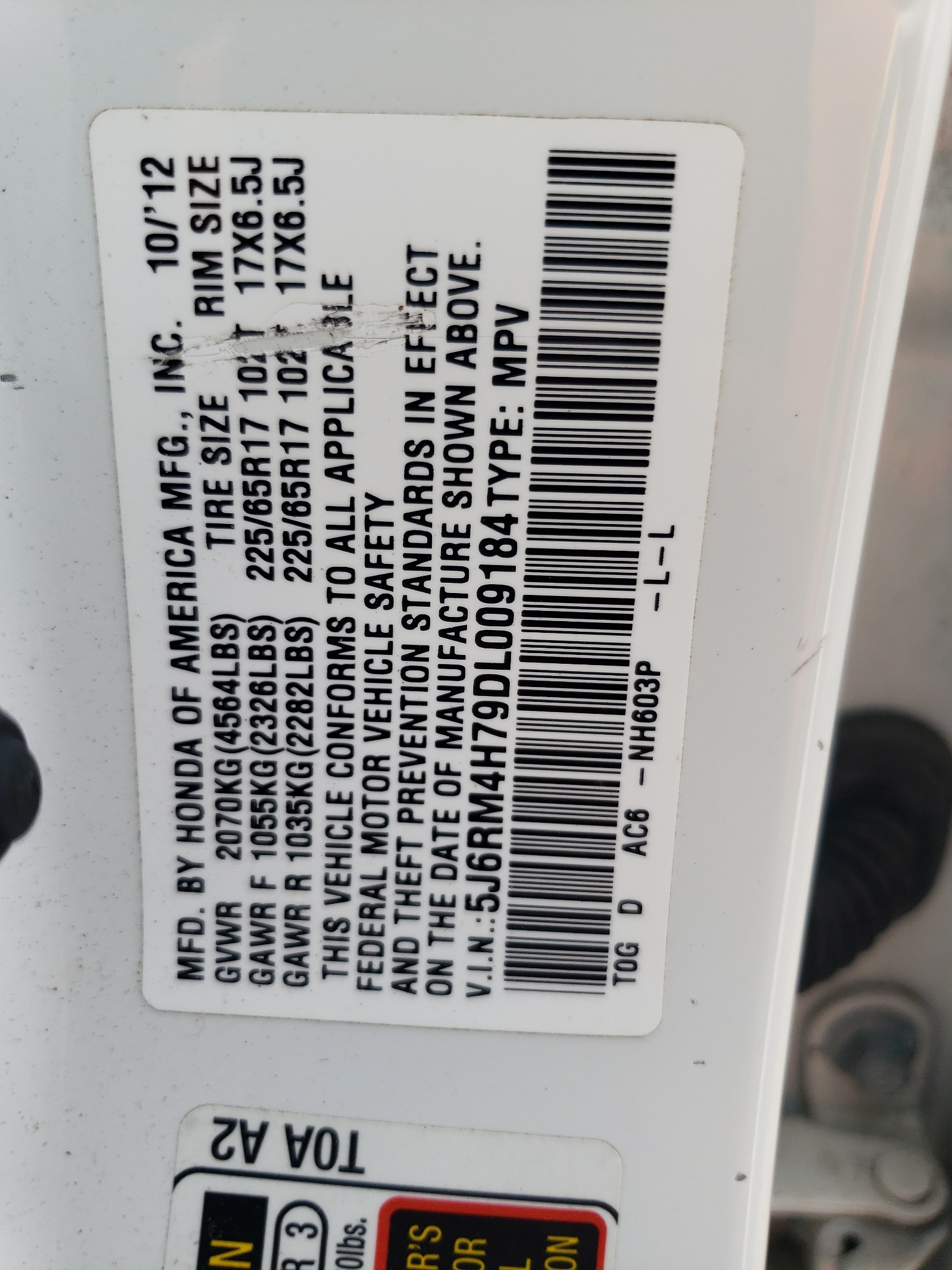 5J6RM4H79DL009184 2013 Honda Cr-V Exl