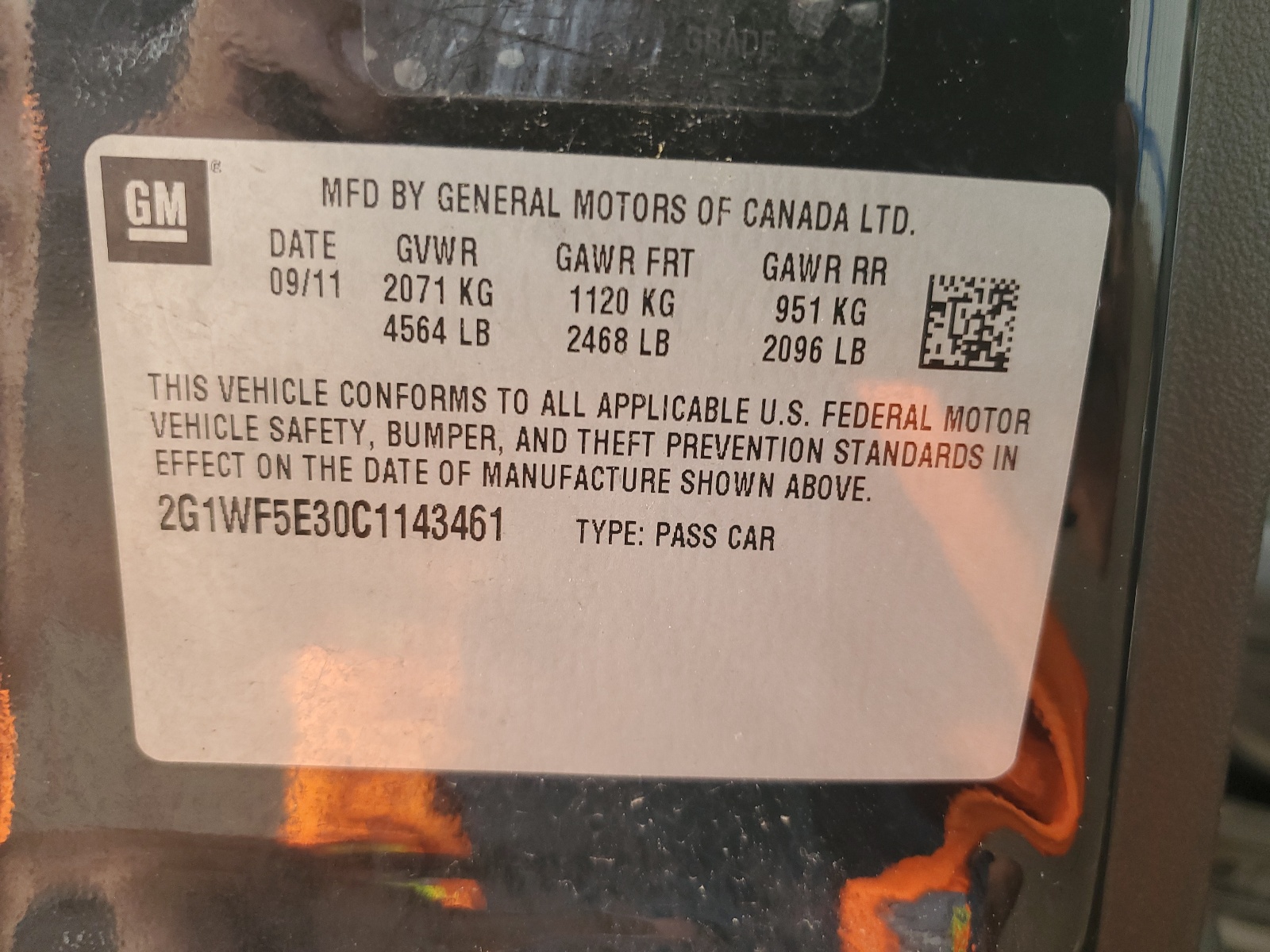 2G1WF5E30C1143461 2012 Chevrolet Impala Ls