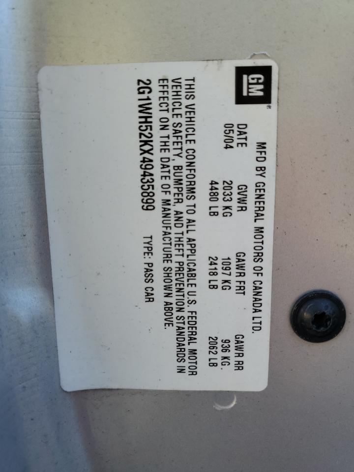 2004 Chevrolet Impala Ls VIN: 2G1WH52KX49435899 Lot: 62341984