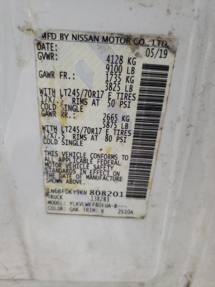 2019 Nissan Nv 2500 S VIN: 1N6BF0KY9KN808201 Lot: 62462434