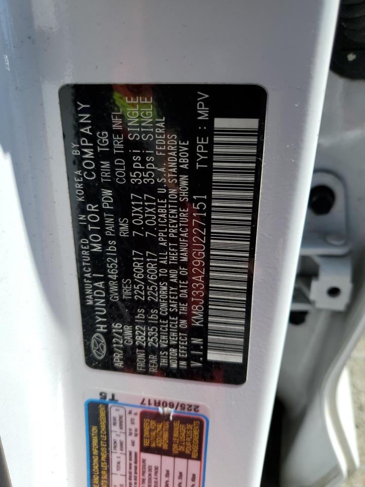 2016 Hyundai Tucson Limited VIN: KM8J33A29GU227151 Lot: 64404354