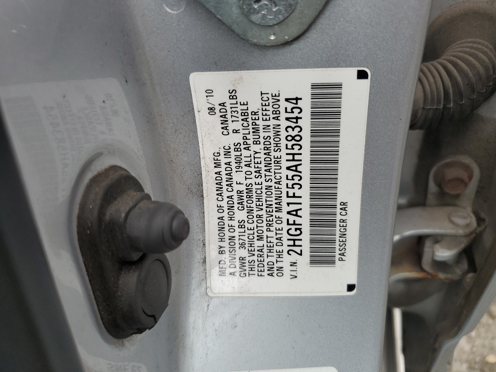 2HGFA1F55AH583454 2010 Honda Civic Lx