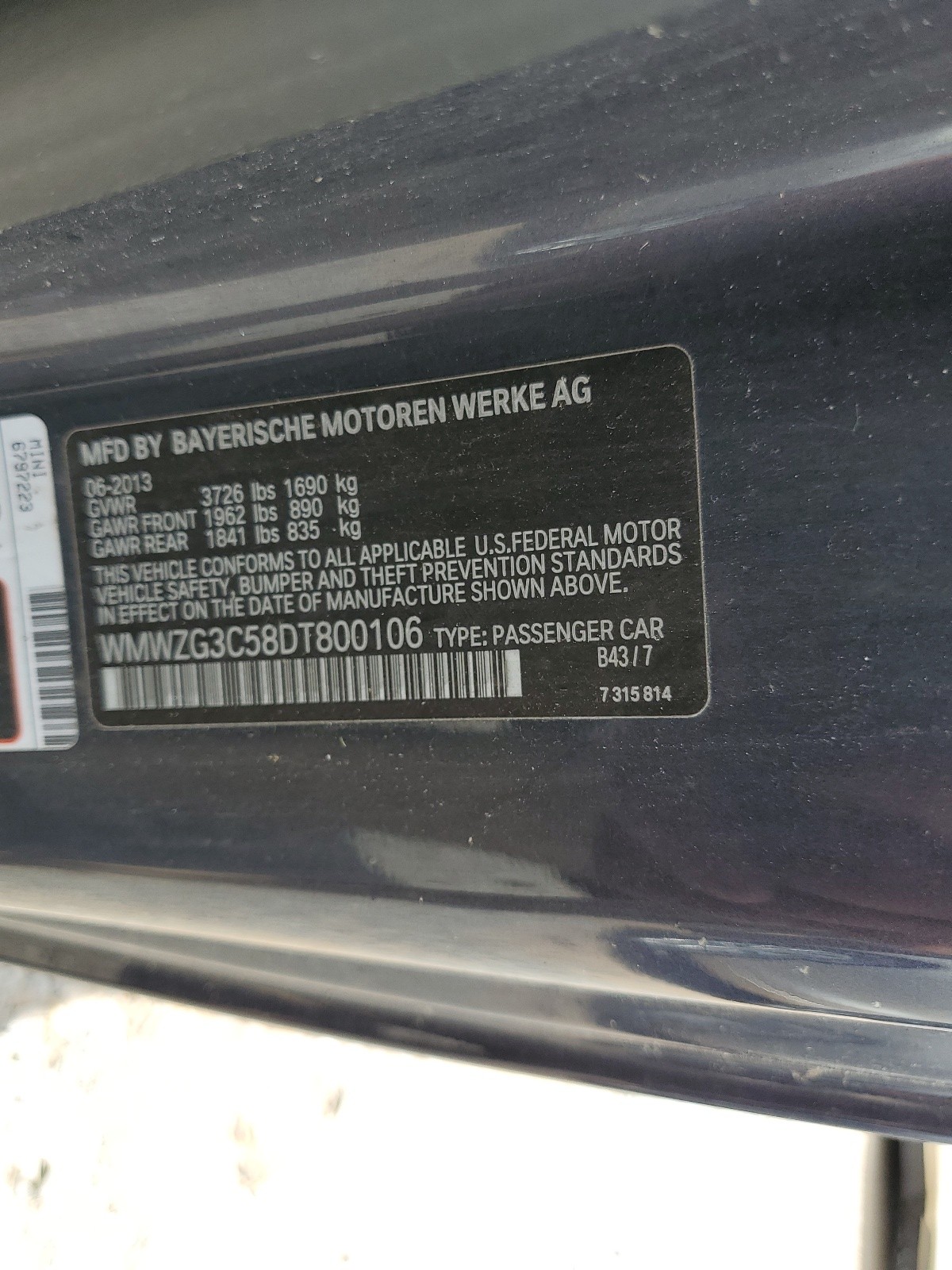 WMWZG3C58DT800106 2013 Mini Cooper S Clubman