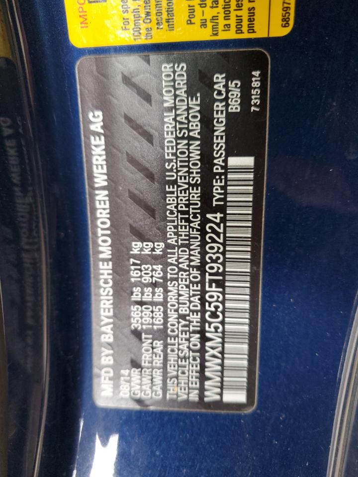 2015 Mini Cooper VIN: WMWXM5C59FT939224 Lot: 63857044