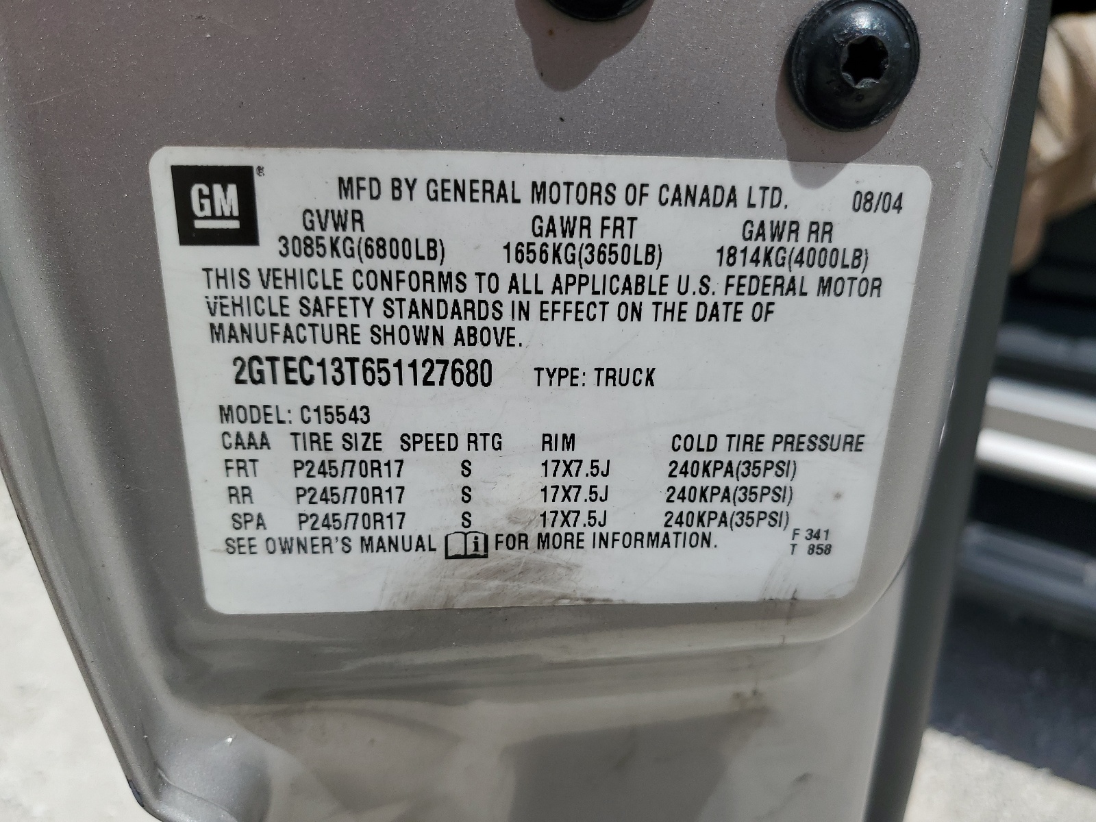 2GTEC13T651127680 2005 GMC New Sierra C1500