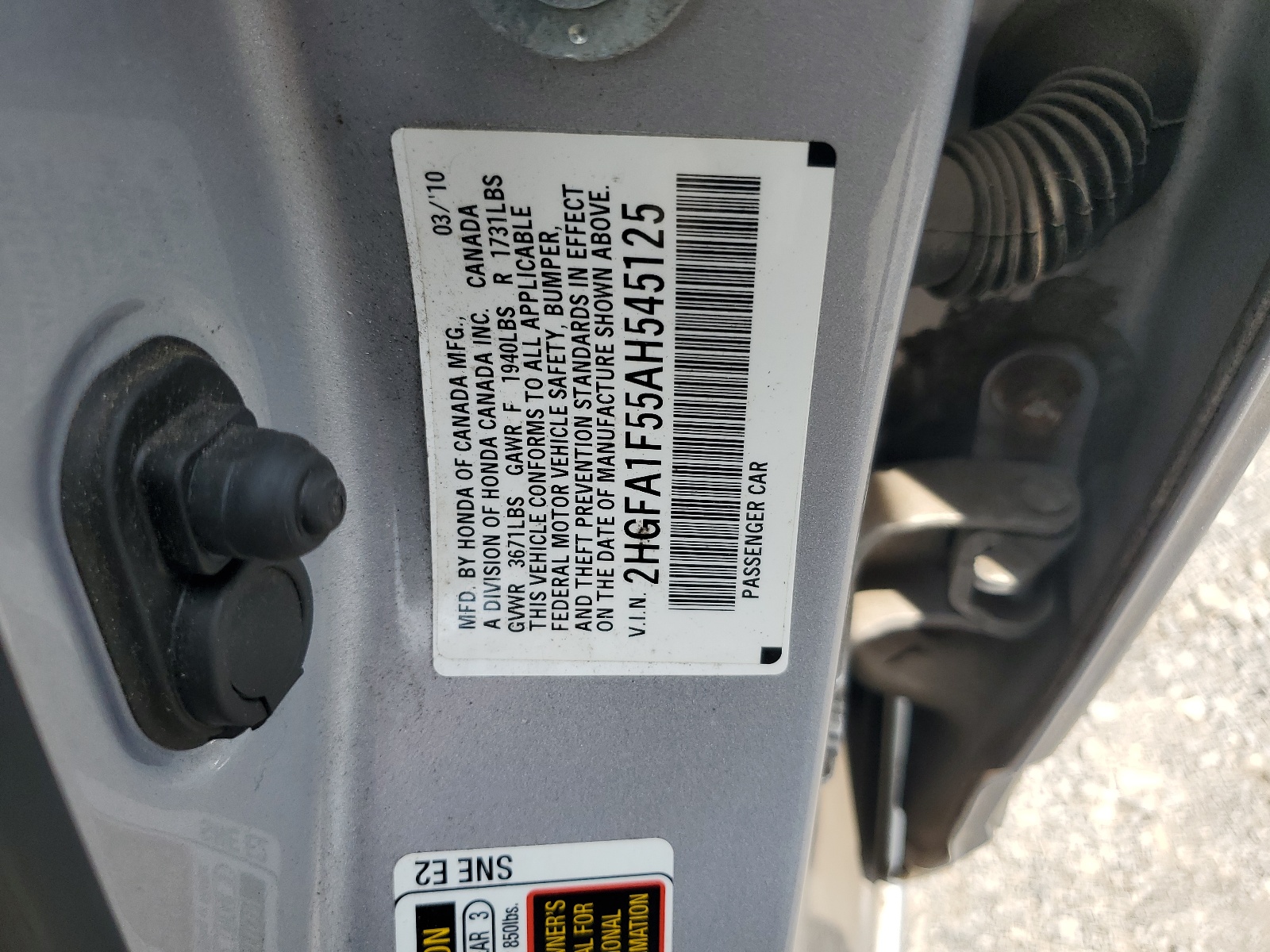 2HGFA1F55AH545125 2010 Honda Civic Lx