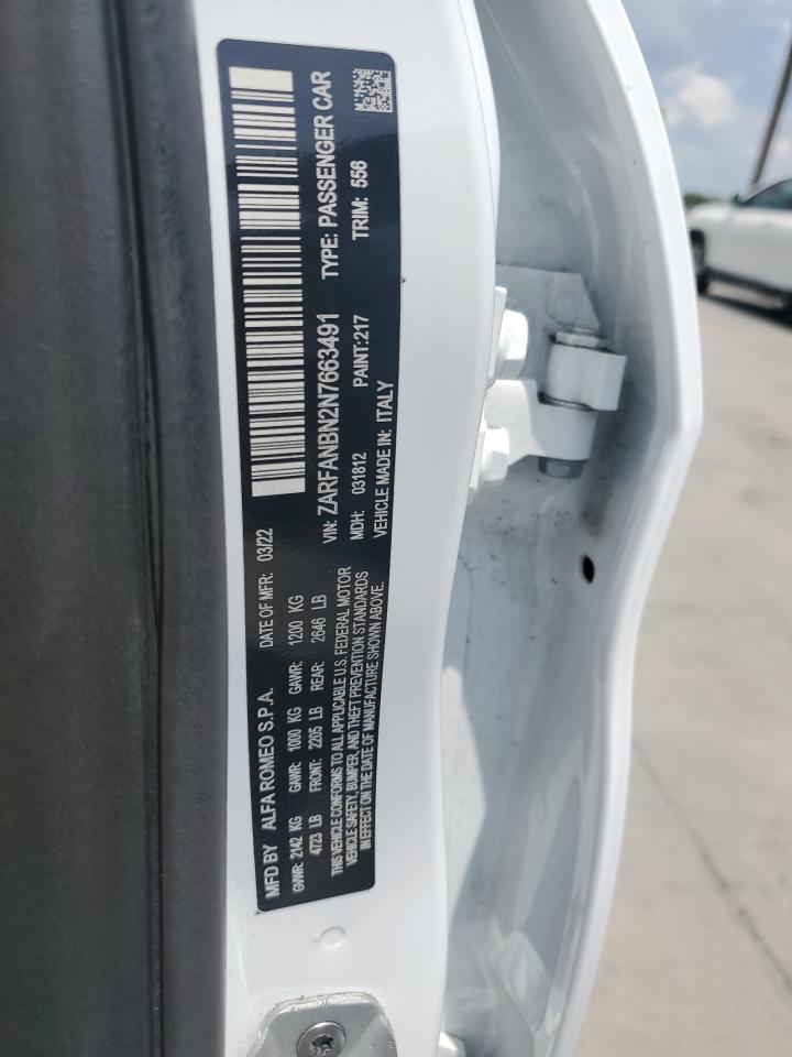 2022 Alfa Romeo Giulia Super VIN: ZARFANBN2N7663491 Lot: 64102124