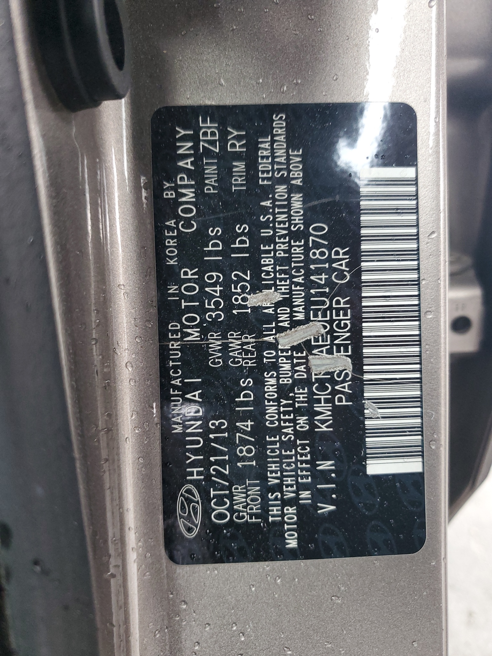 KMHCT5AE0EU141870 2014 Hyundai Accent Gls