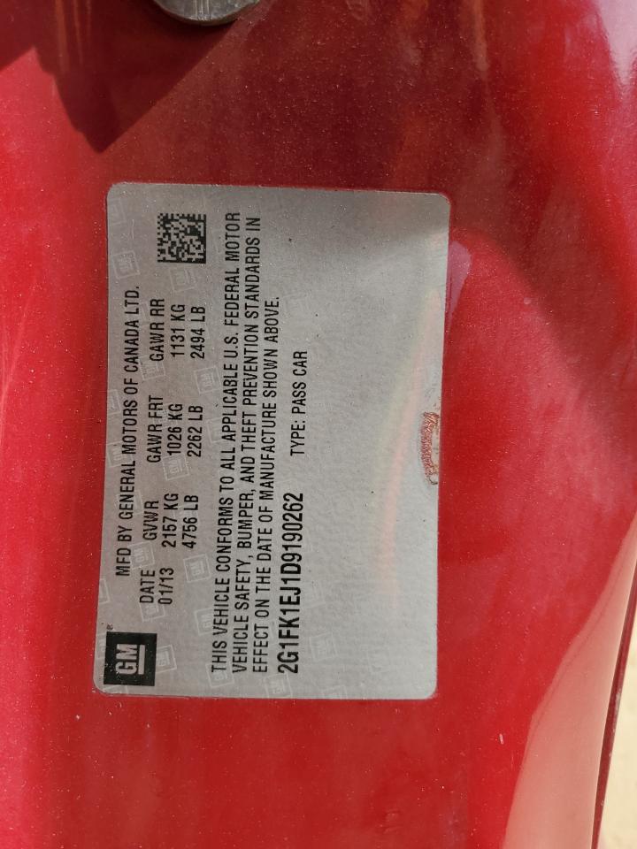 2013 Chevrolet Camaro 2Ss VIN: 2G1FK1EJ1D9190262 Lot: 63785574