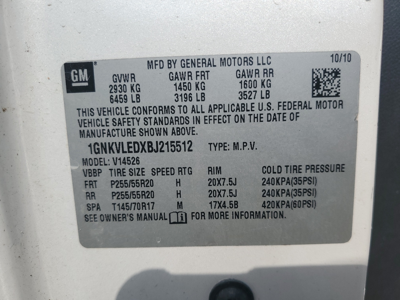 1GNKVLEDXBJ215512 2011 Chevrolet Traverse Ltz