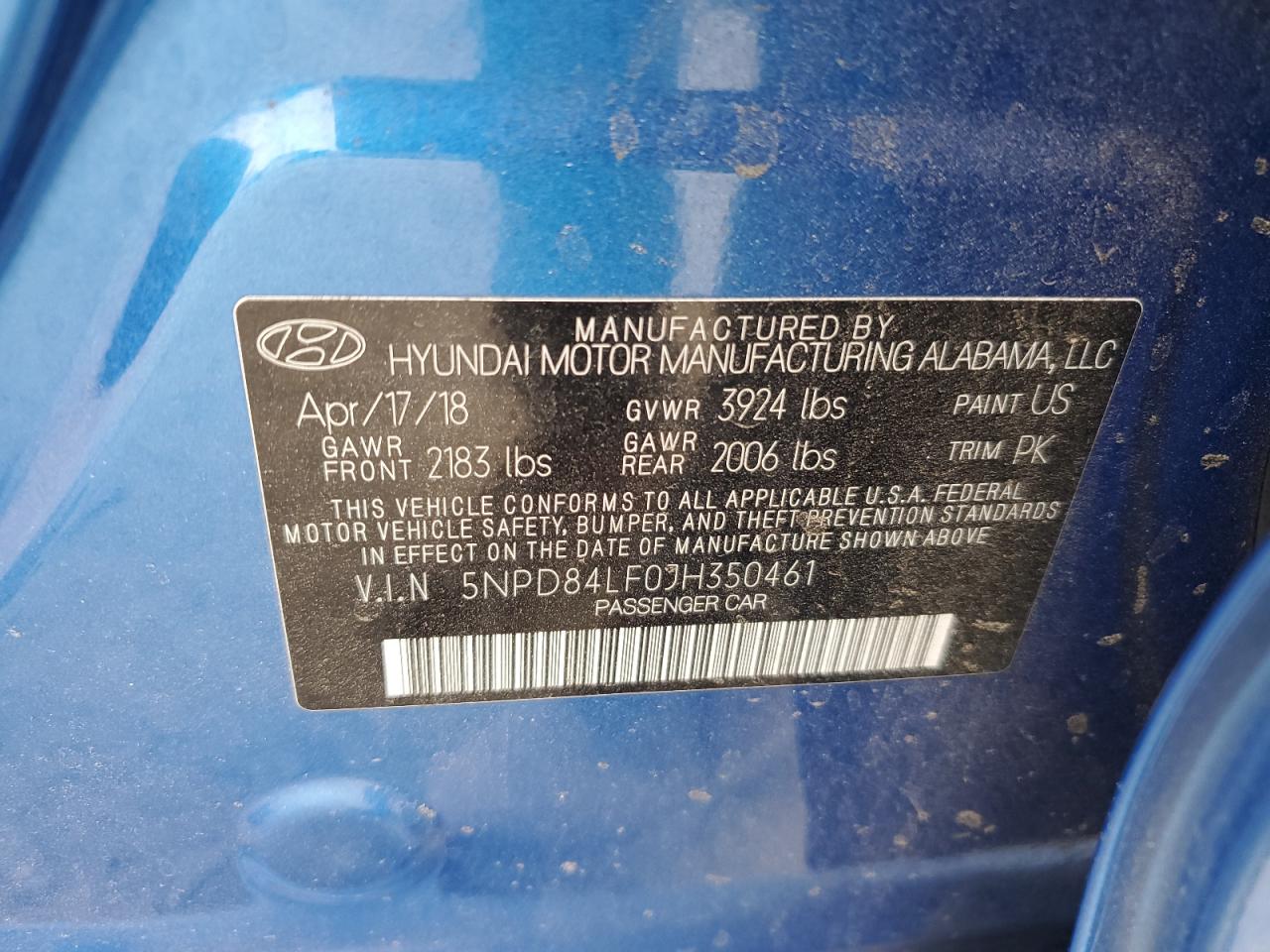 2018 Hyundai Elantra Sel VIN: 5NPD84LF0JH350461 Lot: 62670074