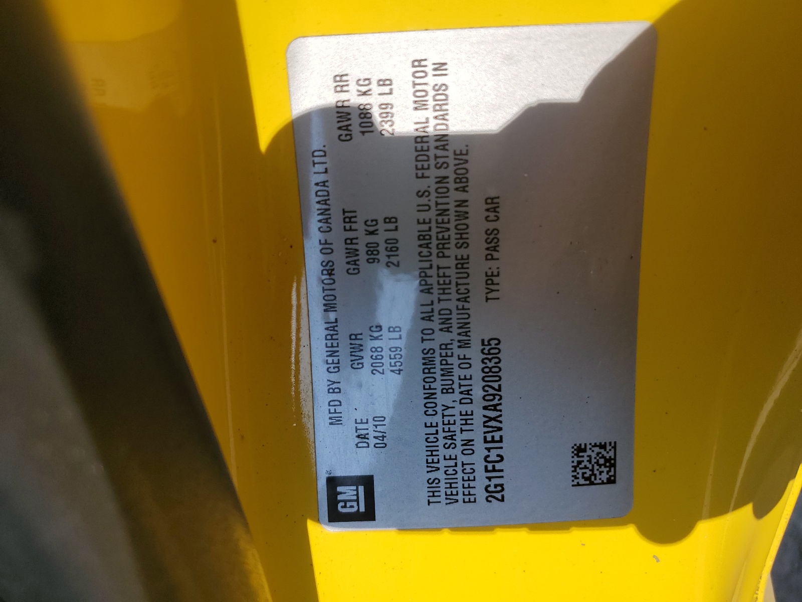 2G1FC1EVXA9208365 2010 Chevrolet Camaro Lt