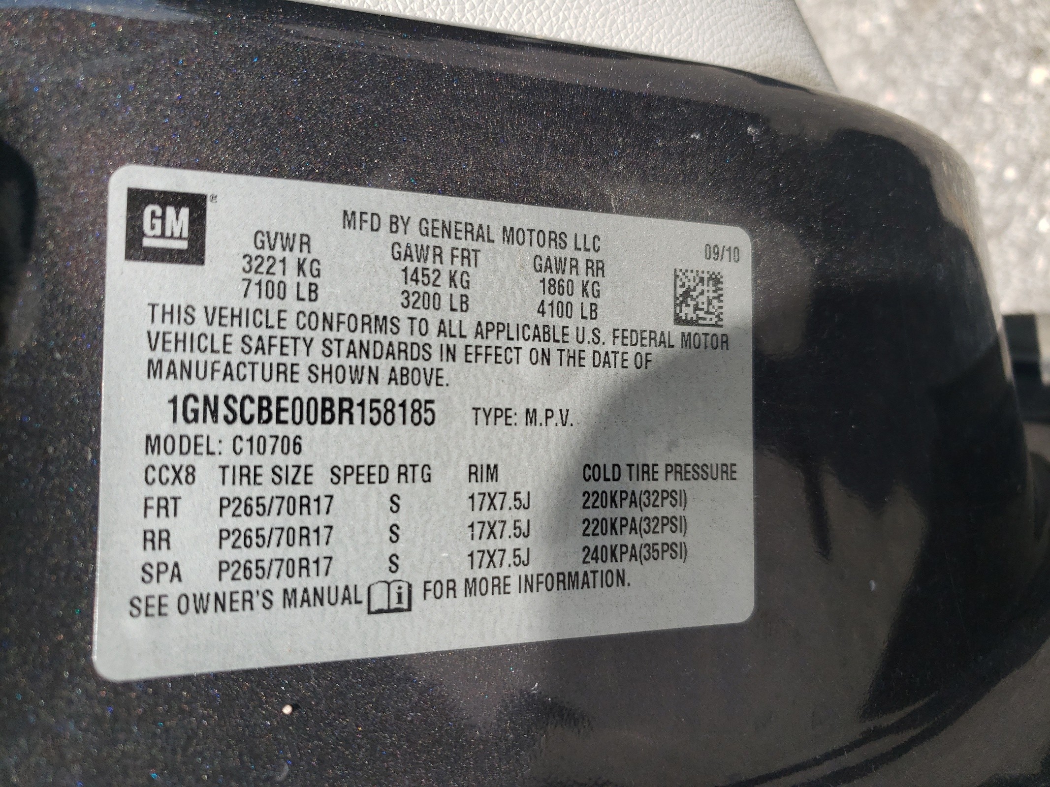 1GNSCBE00BR158185 2011 Chevrolet Tahoe C1500 Lt