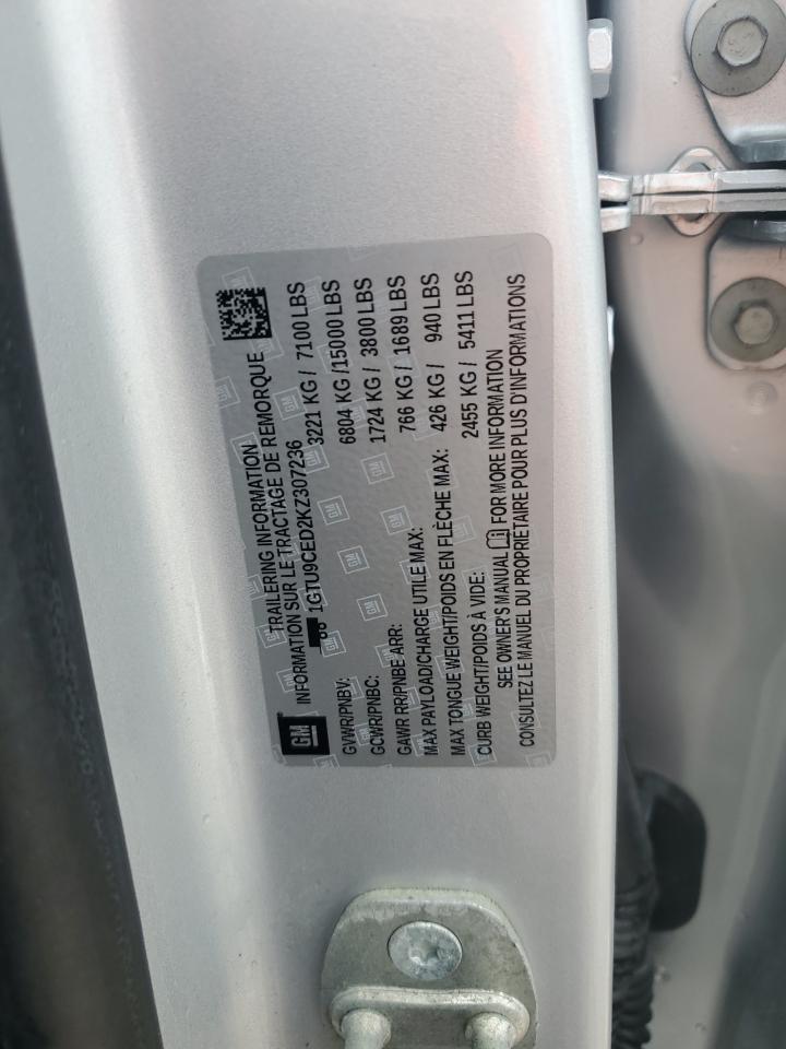 1GTU9CED2KZ307236 2019 GMC Sierra K1500 Elevation