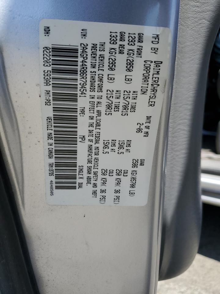 2006 Chrysler Town & Country Lx VIN: 2A4GP44R86R794541 Lot: 63895134