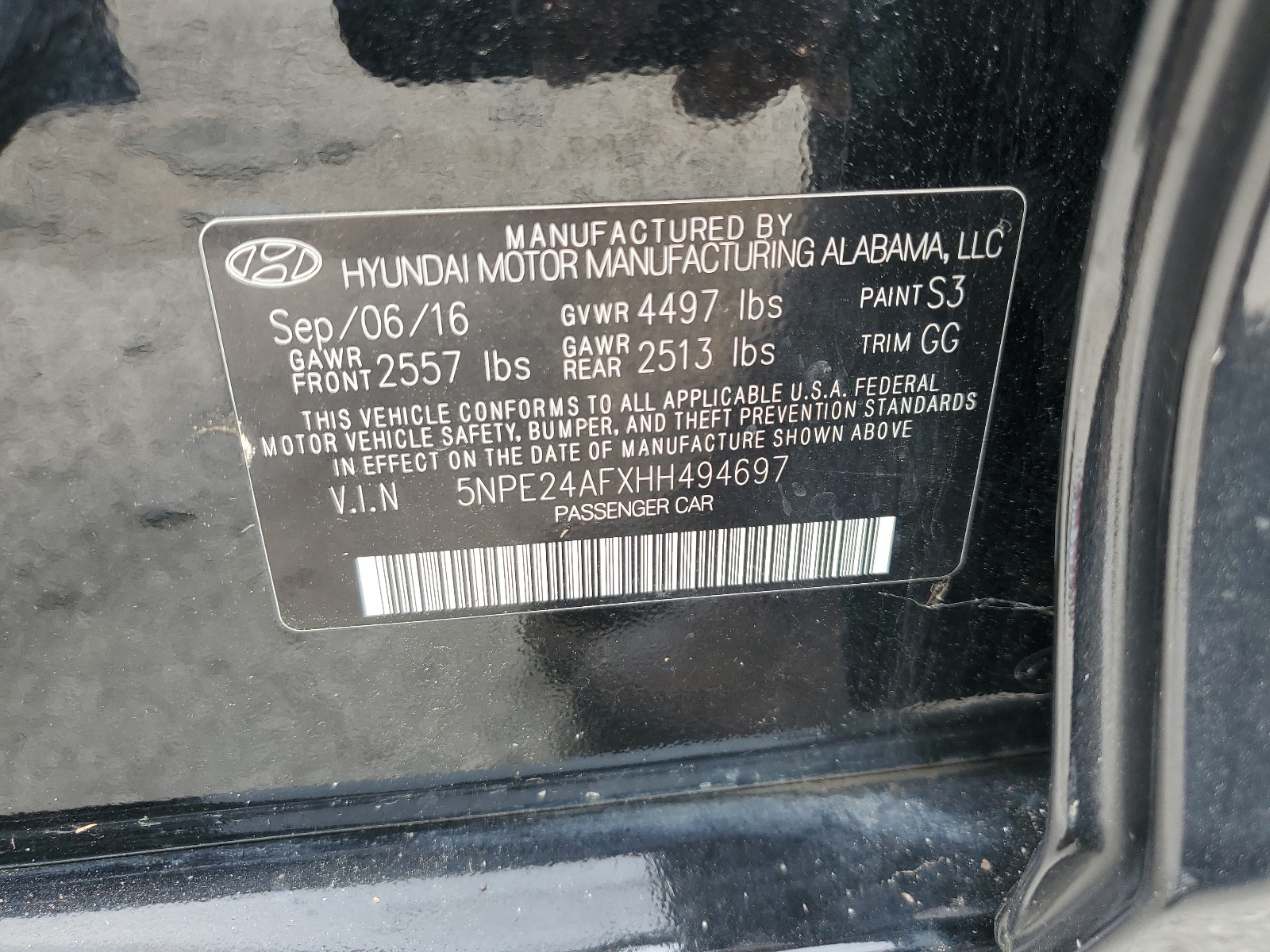 5NPE24AFXHH494697 2017 Hyundai Sonata Se