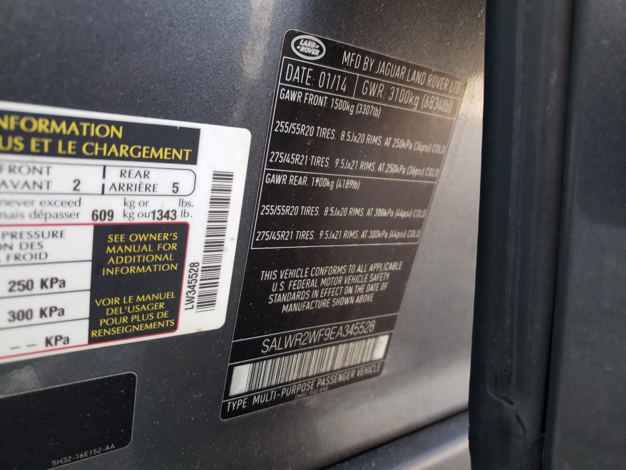2014 Land Rover Range Rover Sport Hse VIN: SALWR2WF9EA345528 Lot: 63102724