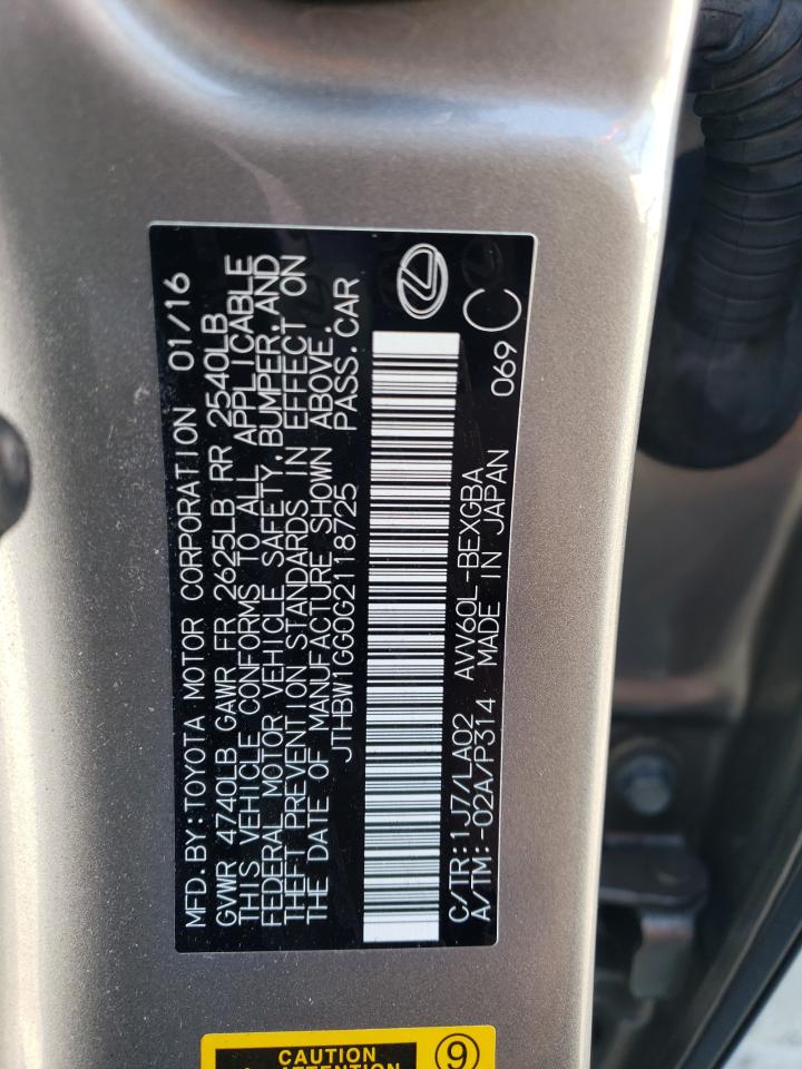 2016 Lexus Es 300H VIN: JTHBW1GG0G2118725 Lot: 61724044