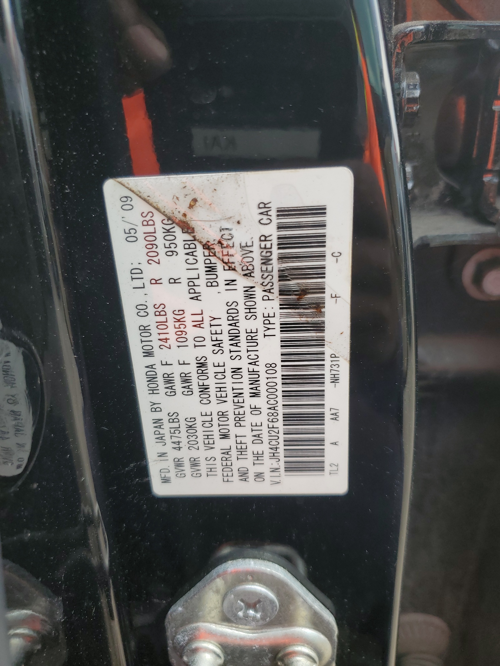 JH4CU2F68AC000108 2010 Acura Tsx