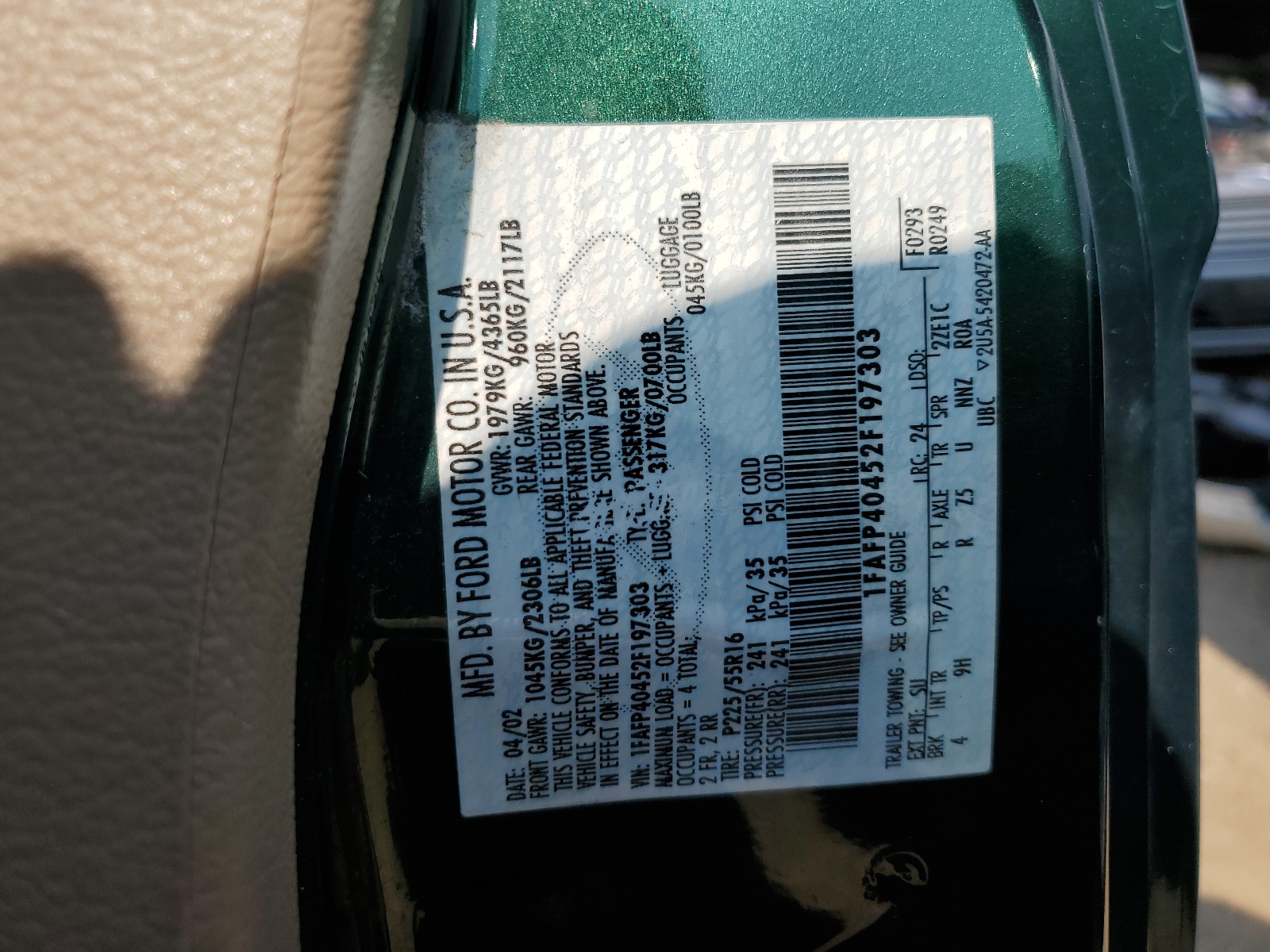 1FAFP40452F197303 2002 Ford Mustang