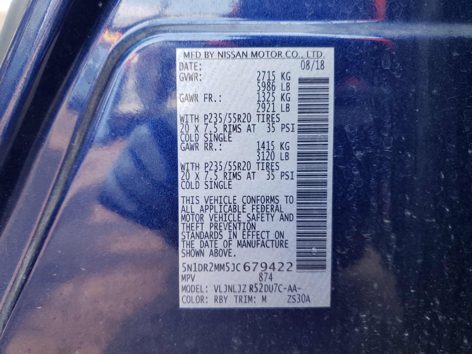 5N1DR2MM5JC679422 2018 Nissan Pathfinder S