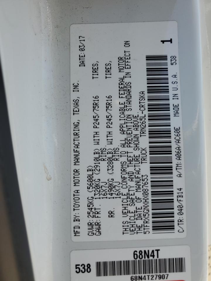 2017 Toyota Tacoma Access Cab VIN: 5TFRX5GNXHX087653 Lot: 65216424