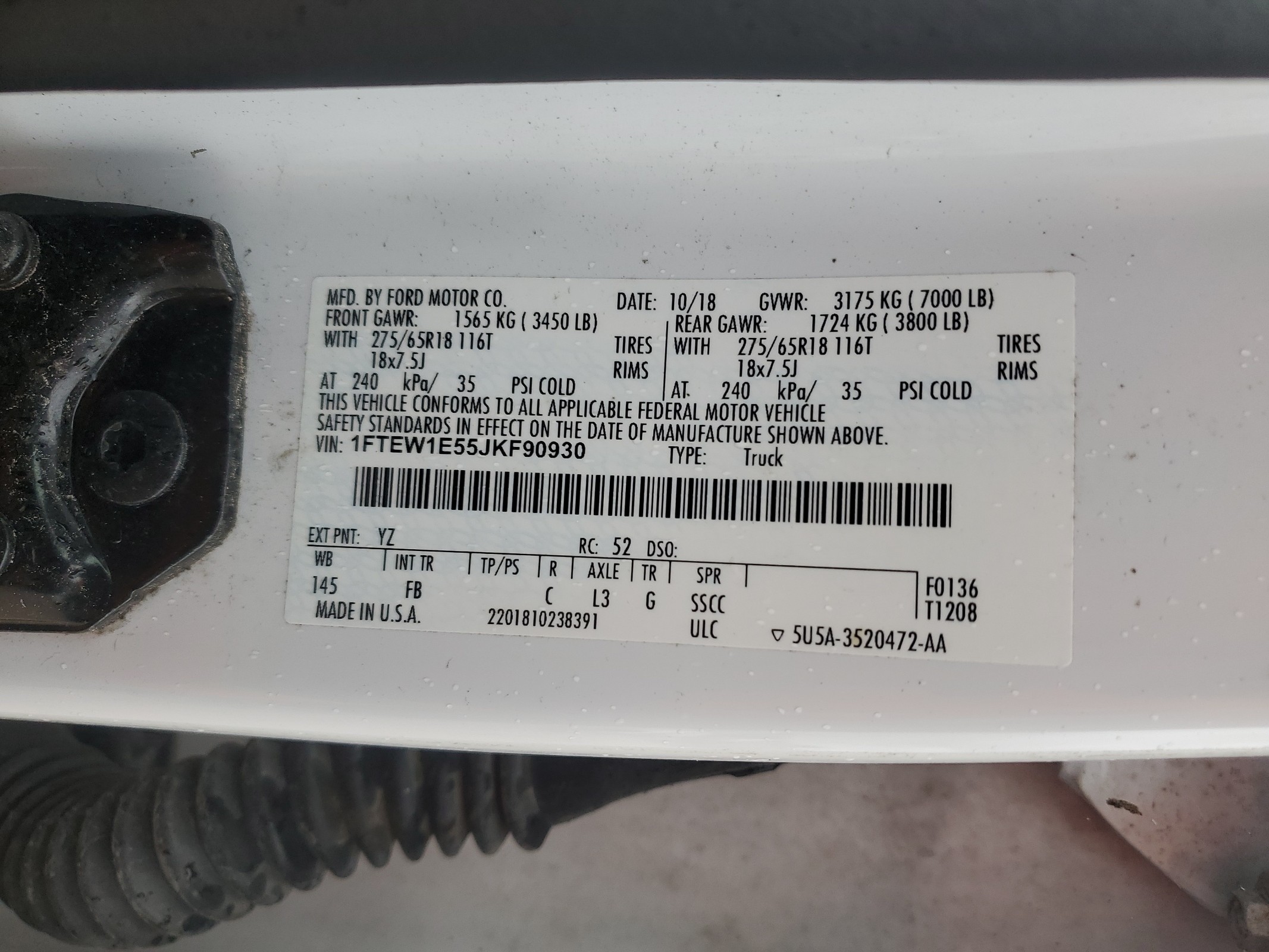 1FTEW1E55JKF90930 2018 Ford F150 Supercrew