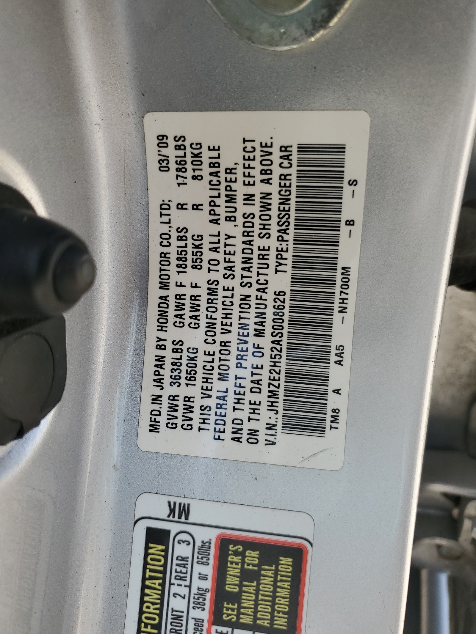 JHMZE2H52AS008626 2010 Honda Insight Lx