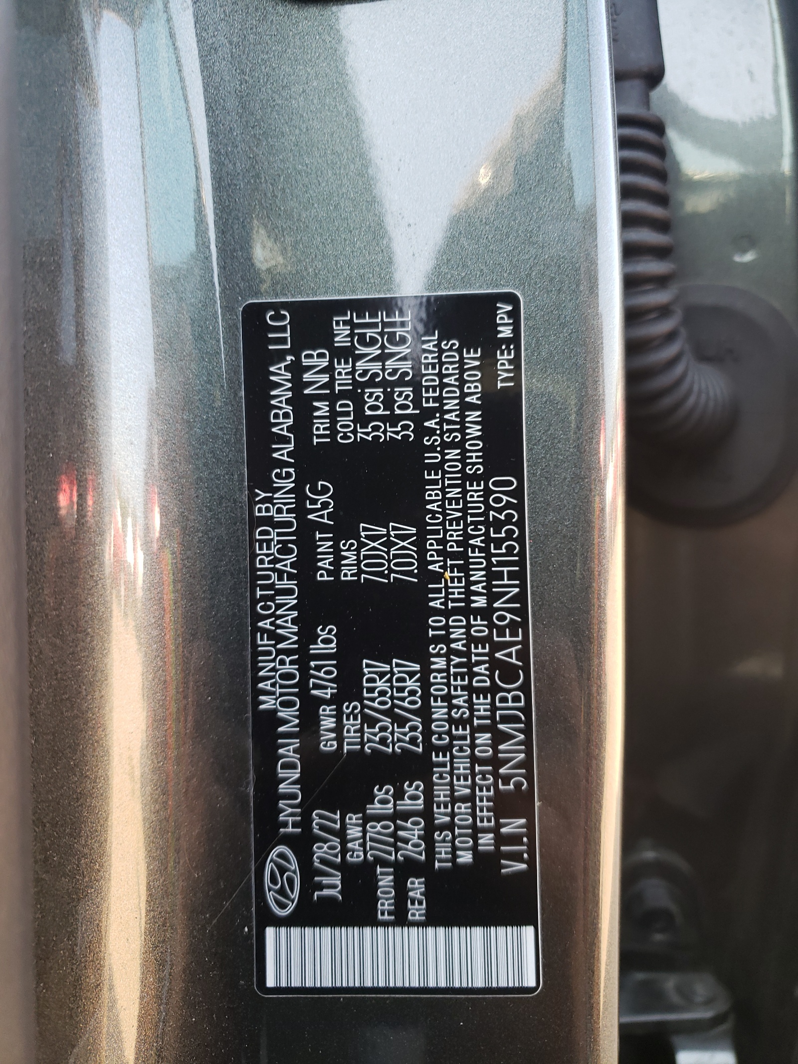 5NMJBCAE9NH155390 2022 Hyundai Tucson Sel