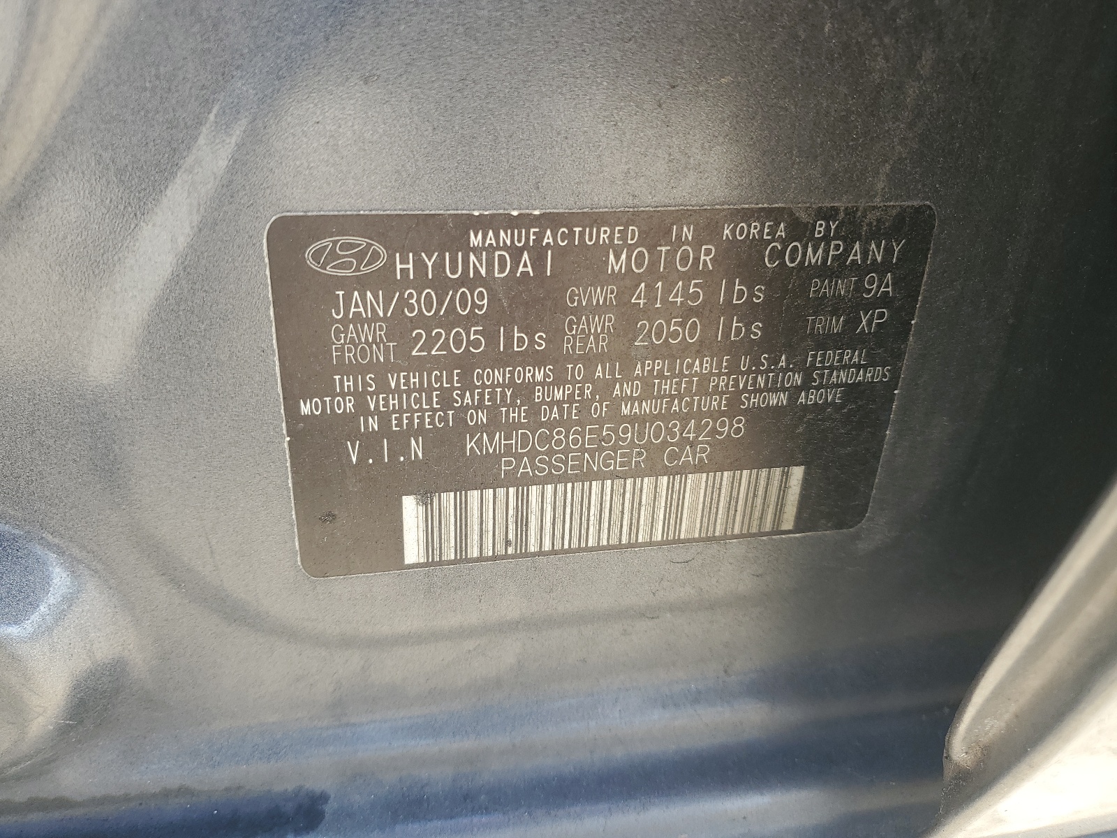 KMHDC86E59U034298 2009 Hyundai Elantra Touring