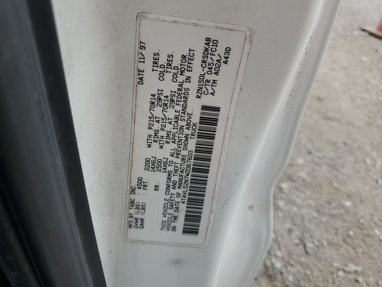 4TAVL52N7WZ067603 1998 Toyota Tacoma Xtracab