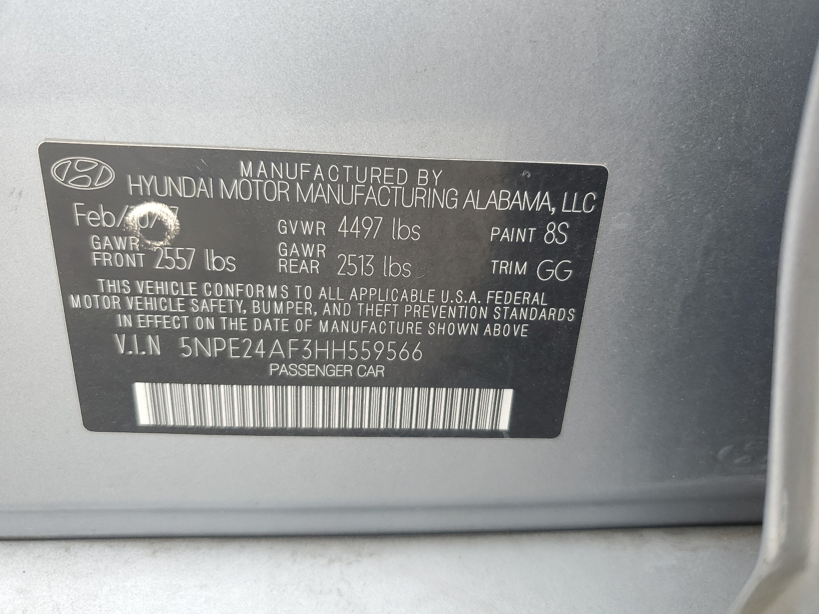 5NPE24AF3HH559566 2017 Hyundai Sonata Se