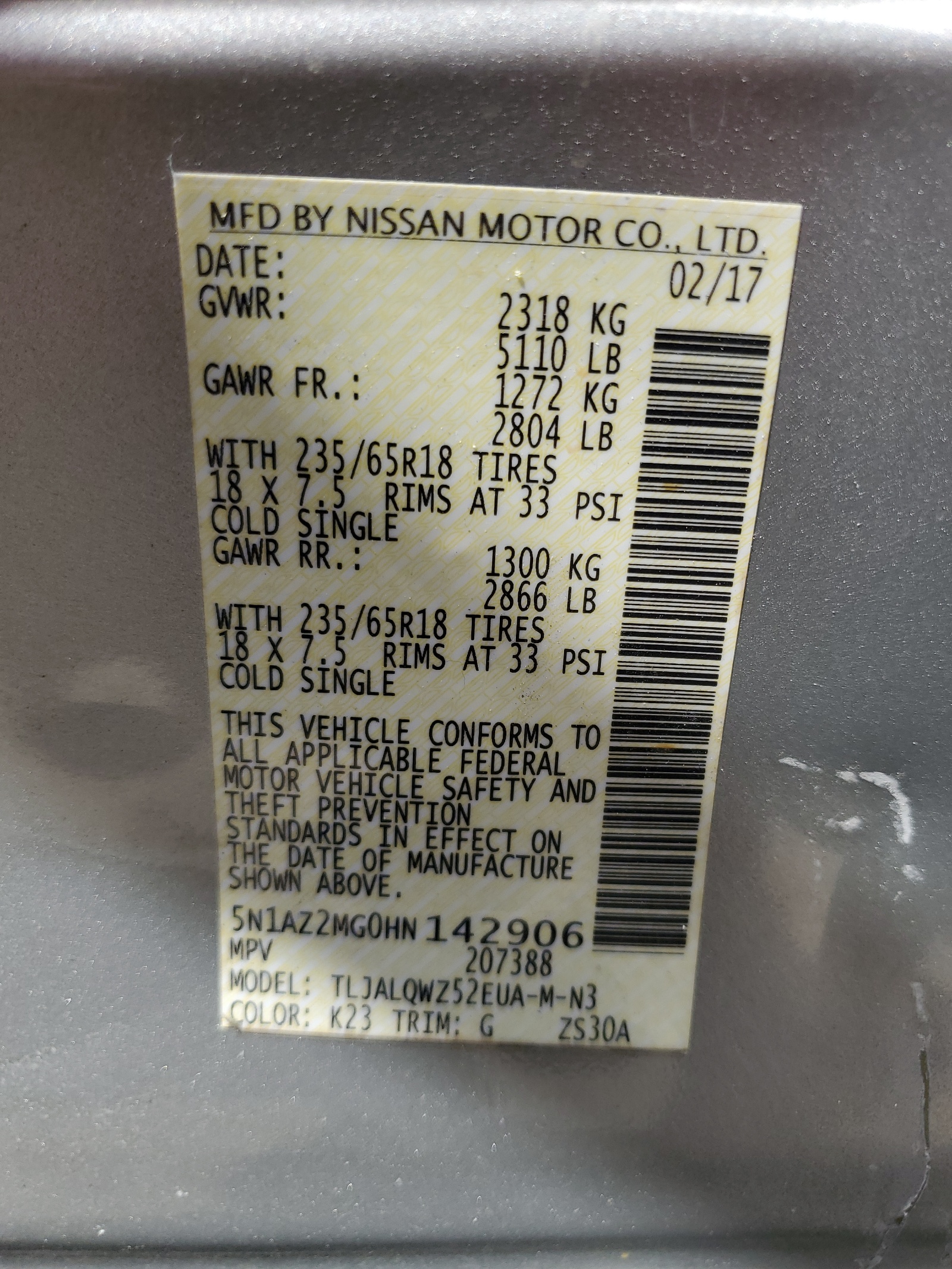 5N1AZ2MG0HN142906 2017 Nissan Murano S