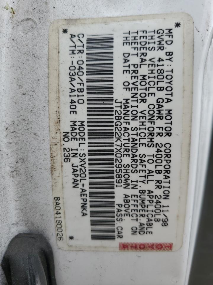 1999 Toyota Camry Le VIN: JT2BG22K7X0295891 Lot: 64399414