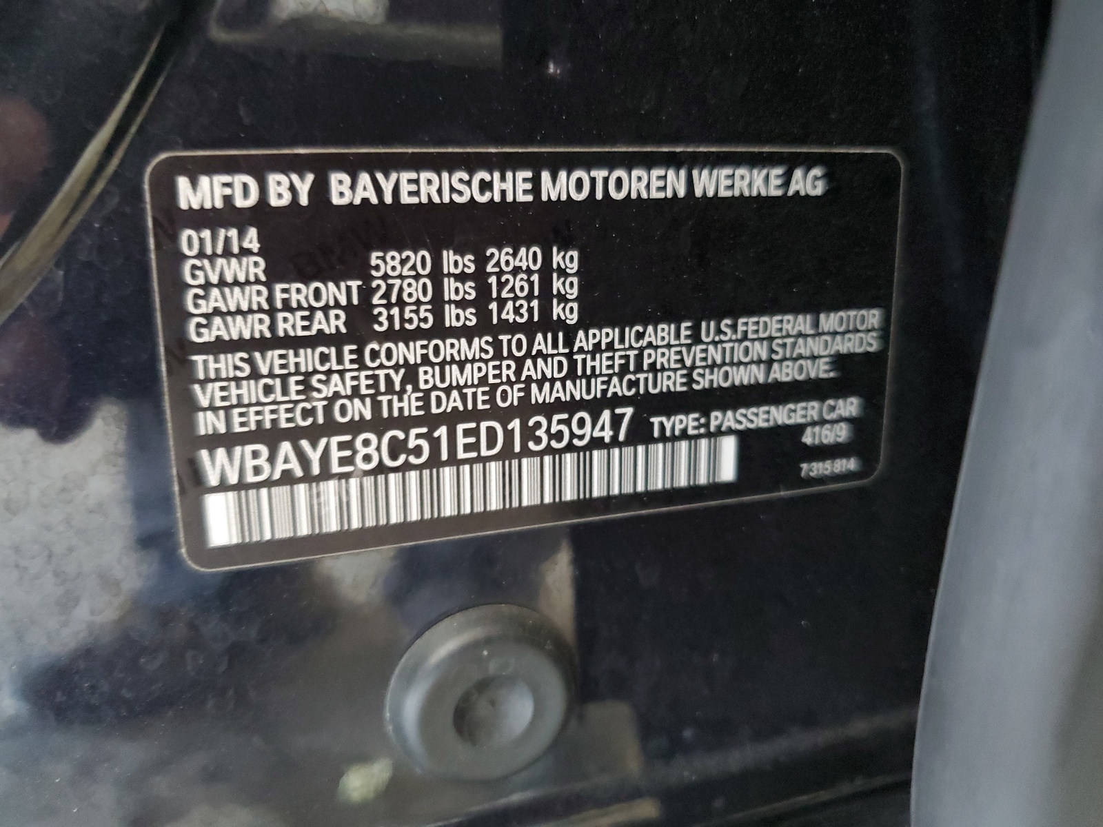 WBAYE8C51ED135947 2014 BMW 750 Li