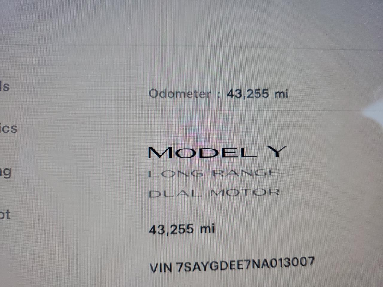 7SAYGDEE7NA013007 2022 Tesla Model Y