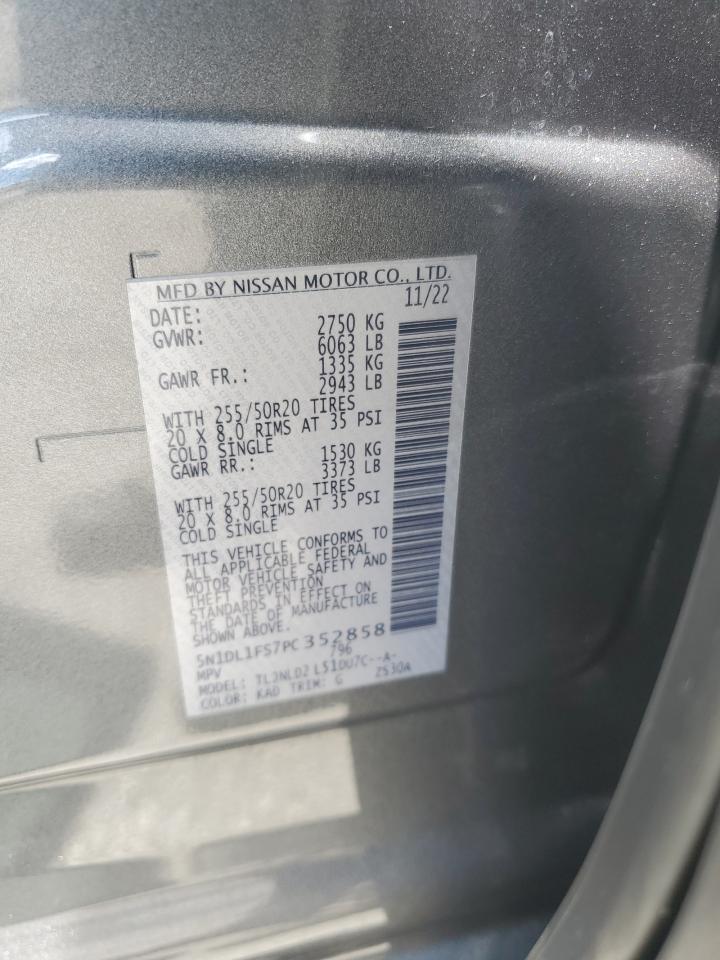 2023 Infiniti Qx60 Luxe VIN: 5N1DL1FS7PC352858 Lot: 63753624