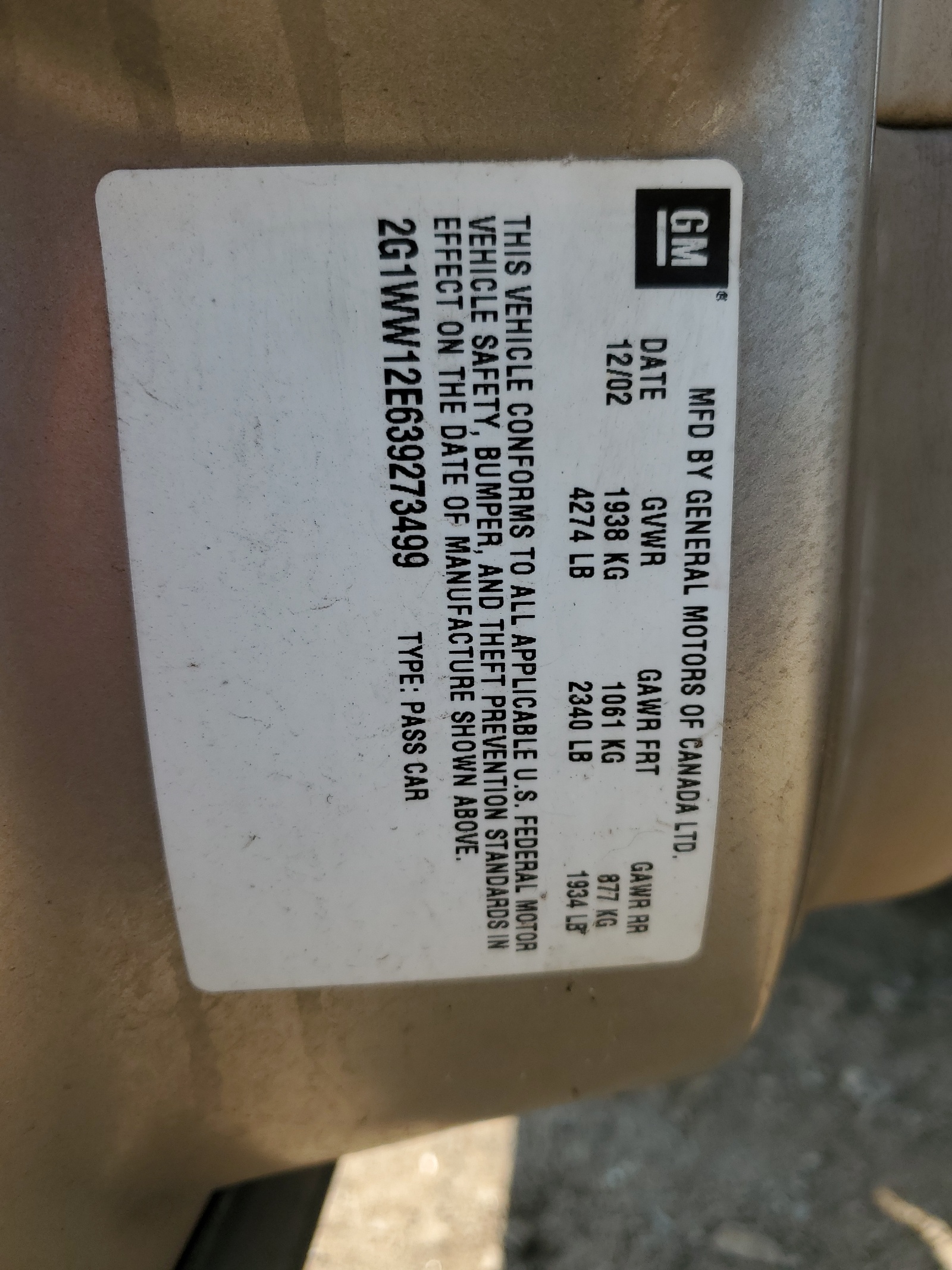 2G1WW12E639273499 2003 Chevrolet Monte Carlo Ls